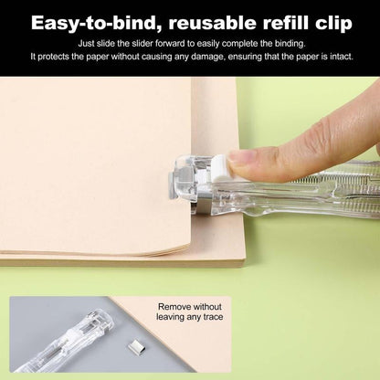 🎨Portable Binder Clip Stapler - 🧵 Includes 50 reusable clips🧰