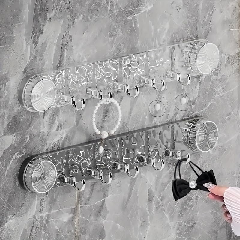 🏆Powerful Vacuum Mount Hook -  ⚙️Multi-Use Suction 5 Hook Rack For Tile & Glass✨