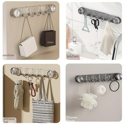 🏆Powerful Vacuum Mount Hook -  ⚙️Multi-Use Suction 5 Hook Rack For Tile & Glass✨