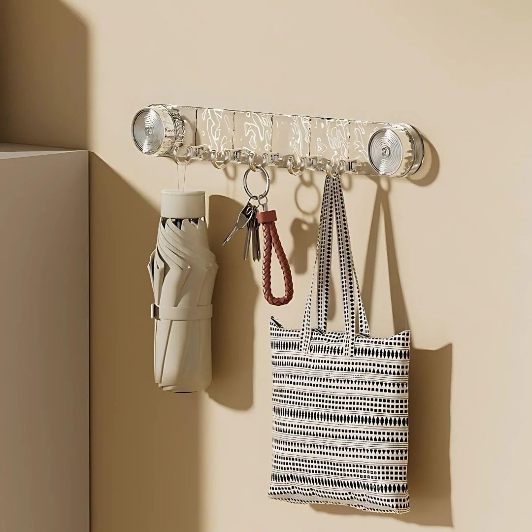 🏆Powerful Vacuum Mount Hook -  ⚙️Multi-Use Suction 5 Hook Rack For Tile & Glass✨