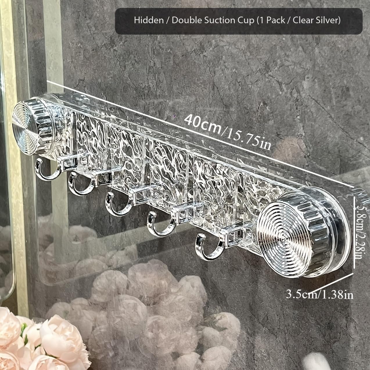 🏆Powerful Vacuum Mount Hook -  ⚙️Multi-Use Suction 5 Hook Rack For Tile & Glass✨