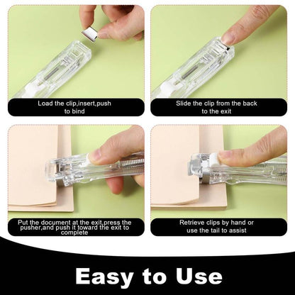🎨Portable Binder Clip Stapler - 🧵 Includes 50 reusable clips🧰
