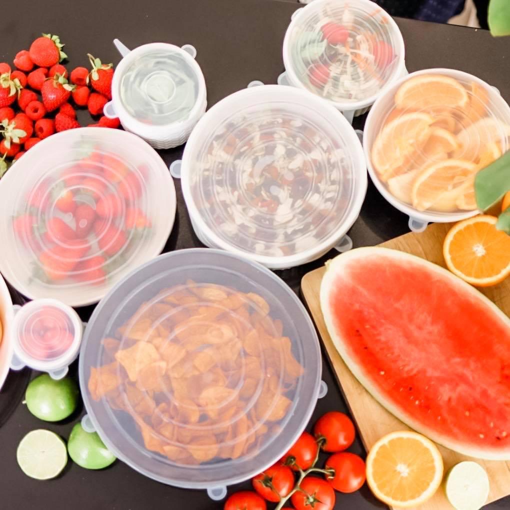 ✨Reusable Stretch Silicone Lids🔁—🧼 6-Piece Set Food Grade, Universal Fit for Bowls & Containers🌀