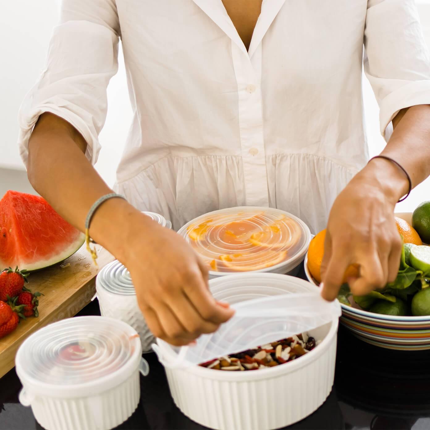 ✨Reusable Stretch Silicone Lids🔁—🧼 6-Piece Set Food Grade, Universal Fit for Bowls & Containers🌀