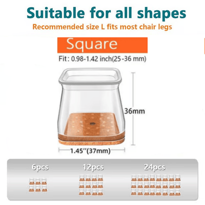 🛡️ Invisible Floor Protectors for Square Chair Legs – 🔇Anti-Scratch & Noise✨