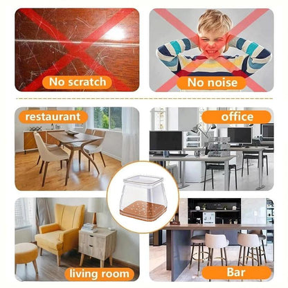 🛡️ Invisible Floor Protectors for Square Chair Legs – 🔇Anti-Scratch & Noise✨