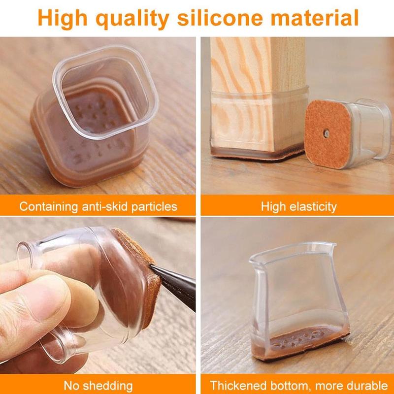 🛡️ Invisible Floor Protectors for Square Chair Legs – 🔇Anti-Scratch & Noise✨